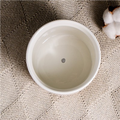 Горшок для цветов «Эко» керамический, 500 мл, 10×9.5 см, с деревянной подставкой, белый