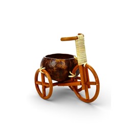 Декоративное кашпо - кокос «Велосипед», 20×12×17 см, деревянное