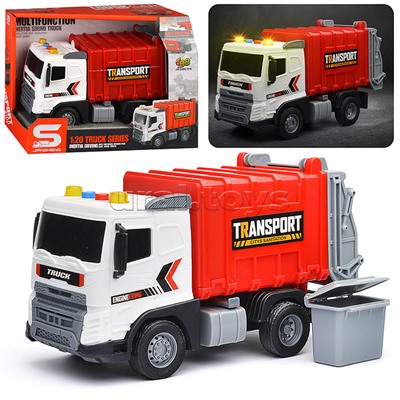 Машина "Мусоровоз" (свет, звук)  в коробке (красный)