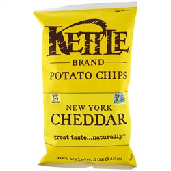 Kettle Foods, Картофельные чипсы, нью-йоркский чеддер, 142 г (5 унций)