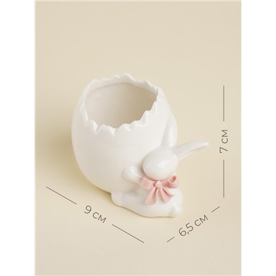 Подставка для яйца SL Home «Лесные кролики», 9×6.5×7 см, фарфор, белая