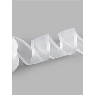 Лента декоративная, капроновая, атласная, 40 мм, 18±1 м, белая