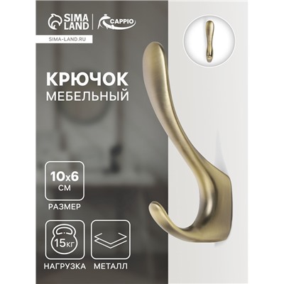 Крючок мебельный CAPPIO NOTE, двухрожковый, цвет бронза