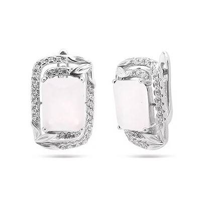 Серьги из серебра розовый кварц, МЦВ73