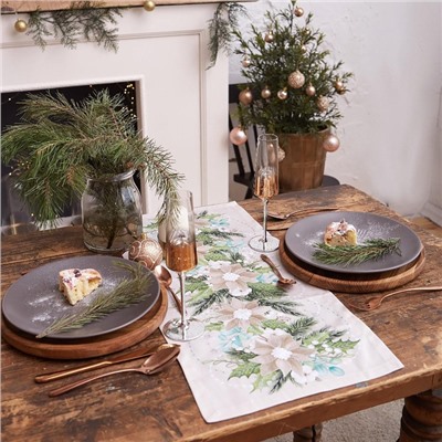Дорожка на стол новогодняя «Этель» Beautiful Christmas, 30×70 см, хлопок 100%, саржа 190 г/м², бежевая