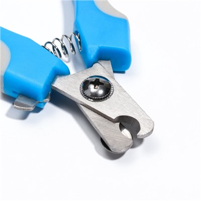 Когтерез боковой малый, с нескользящими ручками, отверстие 9 мм, голубой