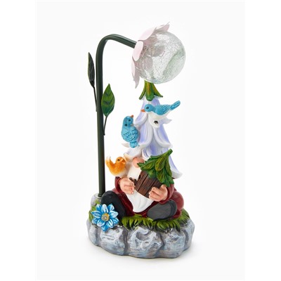 Садовая фигура из полистоуна «Гном лесничий», 25×14×12 см, с подсветкой