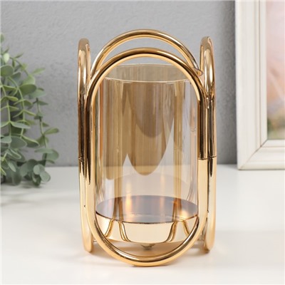 Подсвечник на 1 свечу «Октавия», под золото, d=9.5 см, 12.3×12.3×20 см