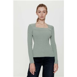 Джемпер женский CONTE LDK221 Облегающий джемпер в рубчик с фигурной линией декольте