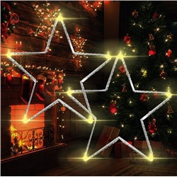 Гирлянда штора Роса -светлячки"Звезда" тепло желтое свечение ,7 режимов свечения ,8 фигур, 3х0.75м ,