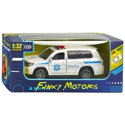 Белая инерционная служебная машинка Кроссовер die-cast,1:32, открывающиеся двери