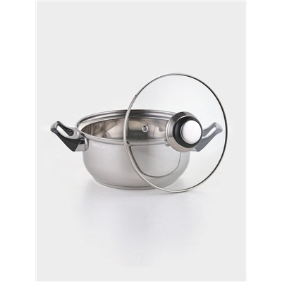 Набор посуды «Чёрная ночь», 8 предметов: кастрюли 1.5 л, 2 л, 3 л, сковородка d=24 см, 4 крышки, индукция, нержавеющая сталь