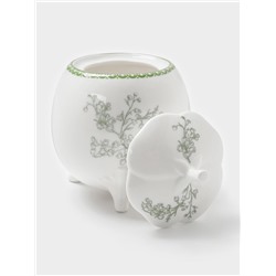Сахарница WY Bloomware, 300 мл, 12×9 см, фарфор, зелёная, белая