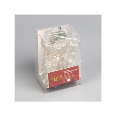 Гирлянда «Нить» 2 м роса с насадками «Снежная ёлочка», IP20, серебристая нить, 20 LED, 2 режима, батарейки ААх2 (нет в комплекте), свечение белое