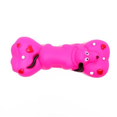 Игрушка пищащая «Косточка и пес» для собак, 15×6 см, розовая