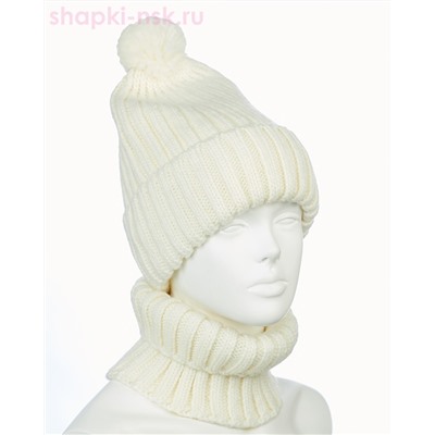 001223 F 1A Питео B Комплект женский флис (колпак+снуд) (56-58)