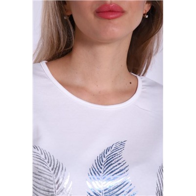 Костюм женский с брюками и футболкой 375 (Белый_серый)