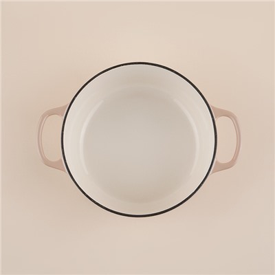 Кастрюля SL Home, 4.2 л, d=24.5 см, h=11 см, с эмалированным покрытием, чугун, бежевая