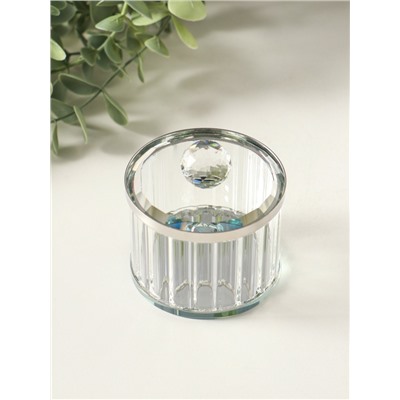 Шкатулка для украшений «Шар», стекло, с крышкой и металлическим ободком под серебро, 6.7×6.7×7 см