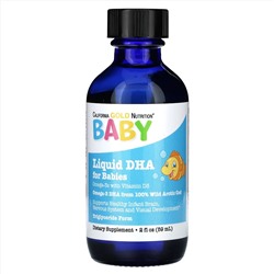 California Gold Nutrition, ДГК для детей, омега-3 с витамином D3, 1050 мг, 59 мл (2 жидк. унции)