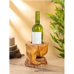 Подставка под бутылки «Голова слона», 15×15×17 см, дерево пиннис, коричневая
