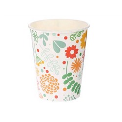 Набор бумажных стаканов 6шт, 250мл,  Желтые цветы, в т/у пленке  6/72