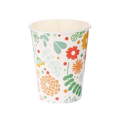 Набор бумажных стаканов 6шт, 250мл,  Желтые цветы, в т/у пленке  6/72