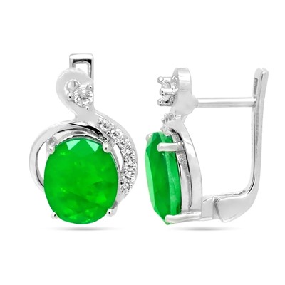 Серьги из серебра турмалин изумрудный выращ., Сабина