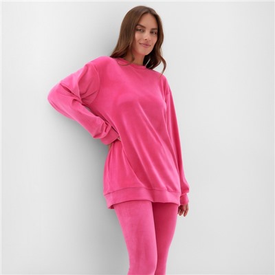 Костюм женский (свитшот, леггинсы) KAFTAN Plushy, размер 48-50, фуксия