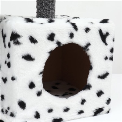 Домик для кошек с когтеточкой, 35×45×75 см, квадратный, 3х-этажный, ковролин, цвет МИКС