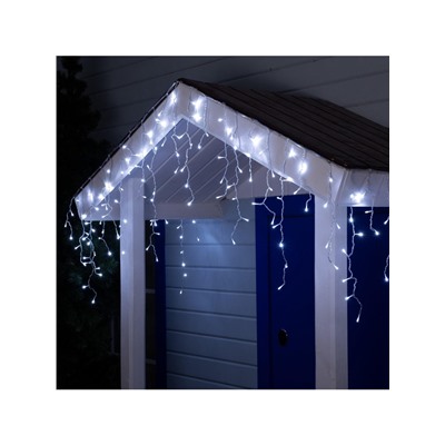 Гирлянда «Бахрома» 3×0.6 м, IP44, УМС, прозрачная нить, 160 LED, свечение белое, 220 В