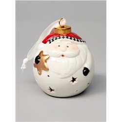 Ёлочный шар с подсветкой «Дед Мороз», 10×8.6×8.6 см, 1 LED, керамика, от батареек LR44×3, керамика, свечение тёплое белое