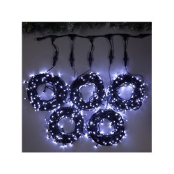 Гирлянда «Клип-лайт» 5 нитей по 20 м, IP44, УМС, тёмная нить, 665 LED, свечение белое, 24 В