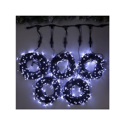 Гирлянда «Клип-лайт» 5 нитей по 20 м, IP44, УМС, тёмная нить, 665 LED, свечение белое, 24 В