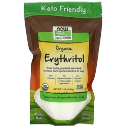 Now Foods, Real Food, органический эритритол, 454 г (1 фунт)