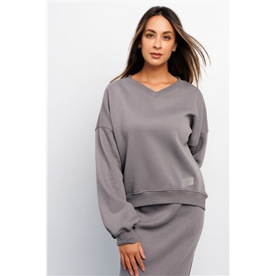 Свитшот худи оверсайз кофта с начесом 387LGR