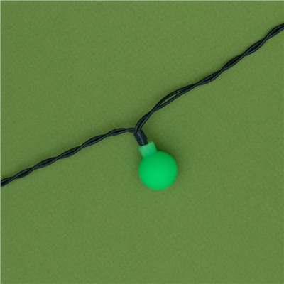 Гирлянда «Нить», 4.5 м, уличная, с насадками «Шарик», IP44, 30 LED, 2 режима, солнечная батарея, тёмная нить, свечение зелёное