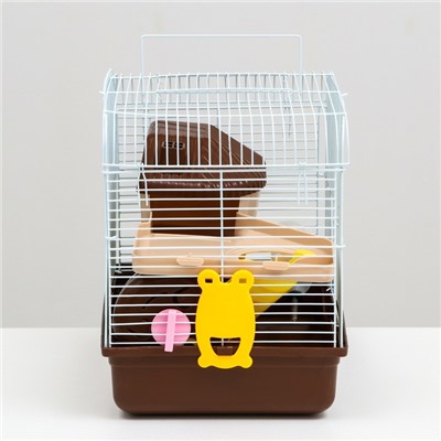 Клетка для грызунов «Пижон», 31×24×29 см, двухэтажная, с наполнением, пластик, металл, коричневая
