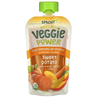 Sprout Organic, Veggie Power, Sweet Potato with Mango, Apricot & Carrot, 4 oz (113 g)