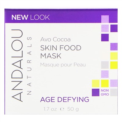 Andalou Naturals, Skin Food, маска с авокадо и какао против старения, 50 г (1,7 унции)