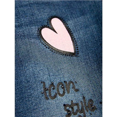 Брюки текстильные джинсовые утепленные флисом для девочек