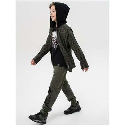 Рубашка текстильная с капюшоном из трикотажа для мальчиков