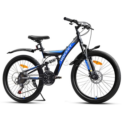 Велосипед 24" Rocket Azkar, цвет черный/синий, размер 15"