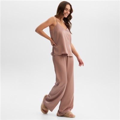Пижама женская (майка, брюки) KAFTAN Silk, размер 48, пудровая