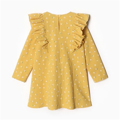 Платье детское с воланами KAFTAN, размер 32 (110-116 см), жёлтое