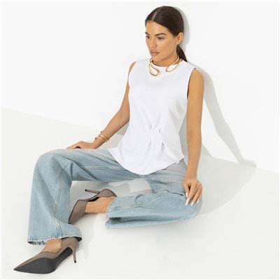 Блуза с декоративными защипами, Счастье с тобой (белая)