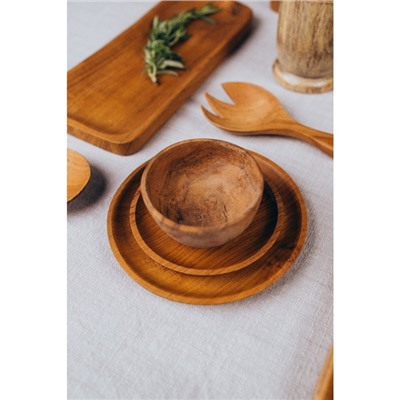 Тарелка, 16×16×2 см, тиковое дерево
