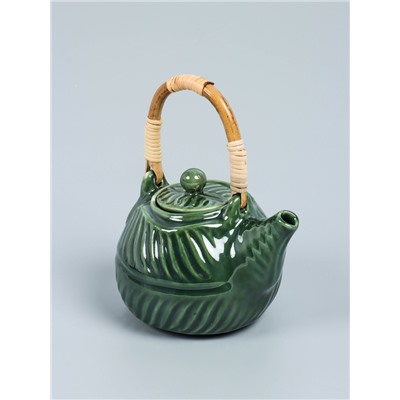 УЦЕНКА Чайник заварочный "Флора 3" керамика, цв. зелёный, 15×18×21 см