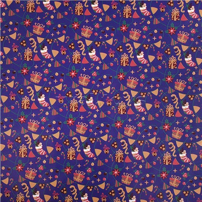 Бумага оберточная для сувенирной продукции в рулонах, с полноцветным декоративным рисунком, плотностью 80 г/м2 / 100х70