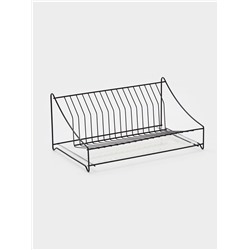 Сушилка для тарелок с поддоном, 38×17.5×23.5 см, чёрная